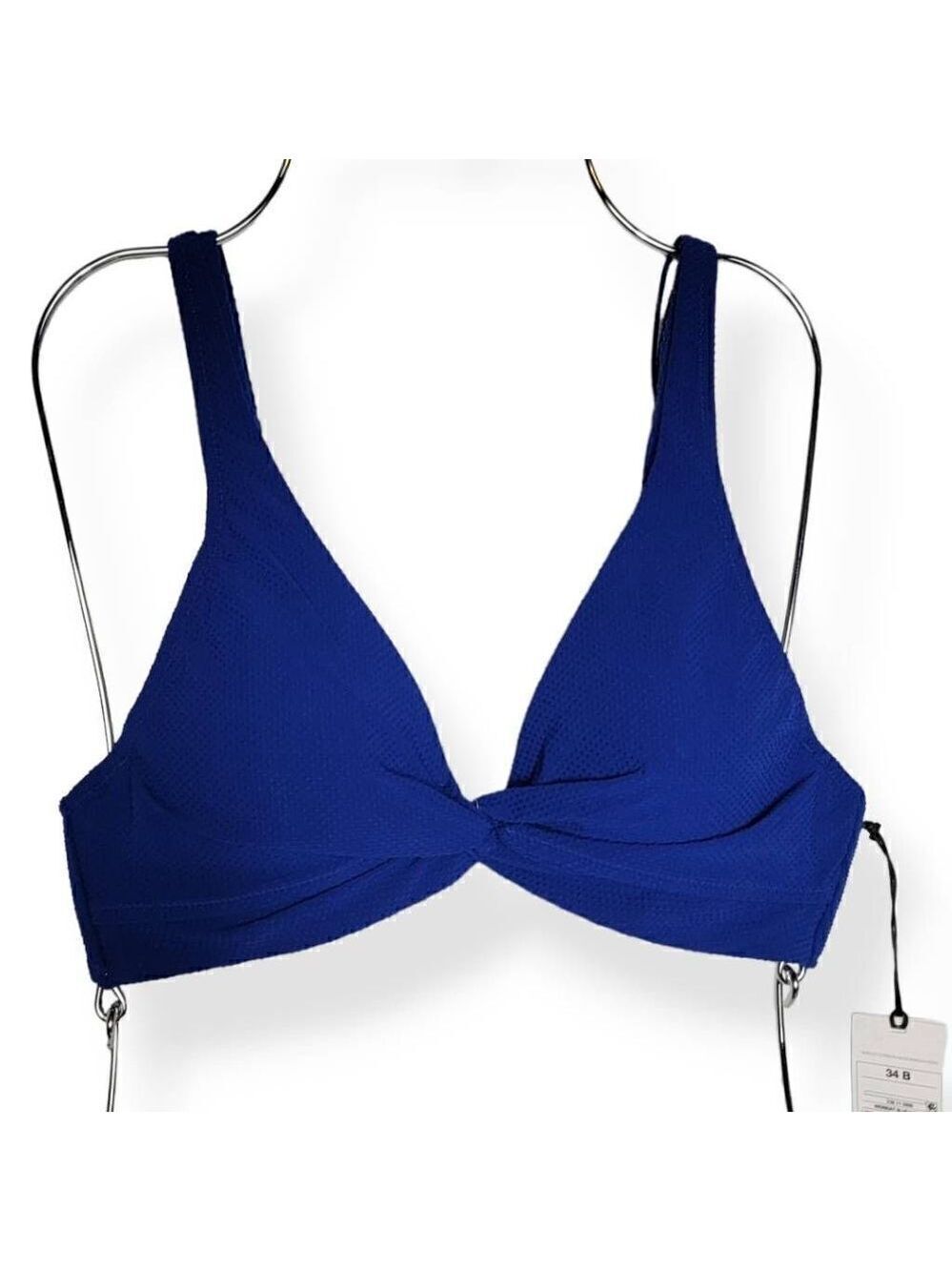 Shade & Shore Blue Twisted Front Bikini Top 34B